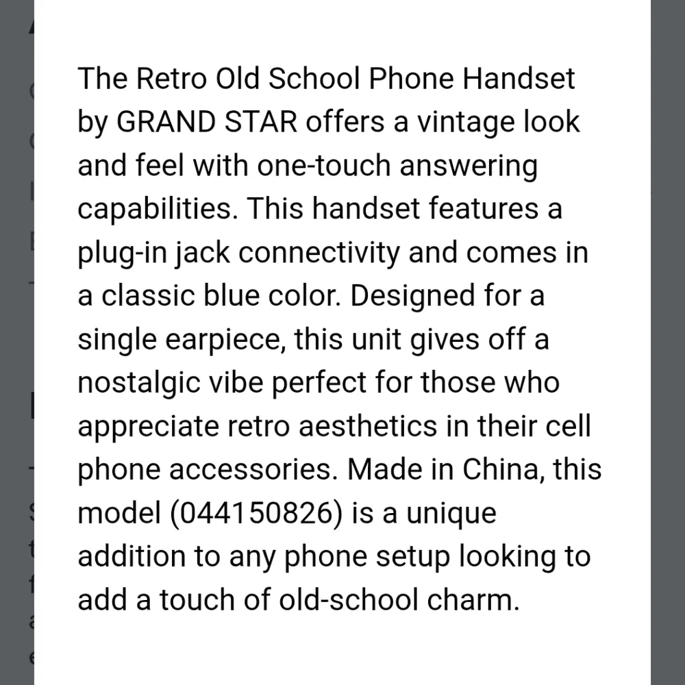 Classic Blue Retro Handset for Cell Phones